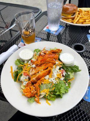 Grilled Buffalo Chicken Salad with blue cheese & ranch; hearty and delicious!