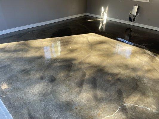 Concrete sealing with black highlights