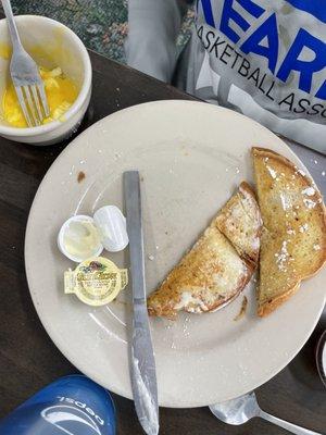 Half order of French Toast and a poached egg