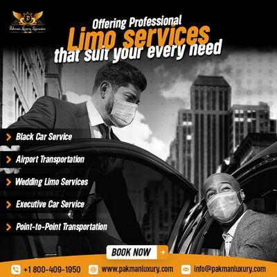 Offering Professional Limo Services that suite your every need.
 Book Now: +1 (800) 409-1950