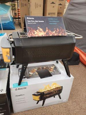 BioLite FirePit/Grill, Burns Wood or Charcoal with a Rechargeable Bluetooth Operating Fan for a Smokeless Burn, GrillEr'ywhere!!