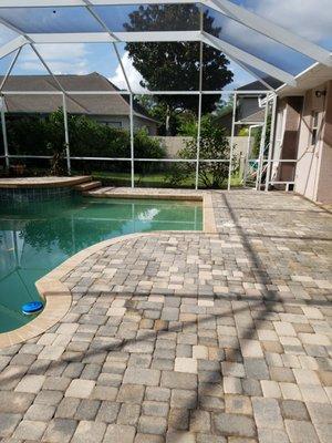 Pool deck after pressure washing.