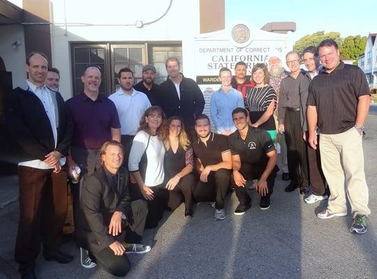 Dr. Laura with a team of 18 chiropractors who adjusted inmates at San Quentin State Prison