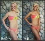 Before and after airbrushed with medium tanning solution