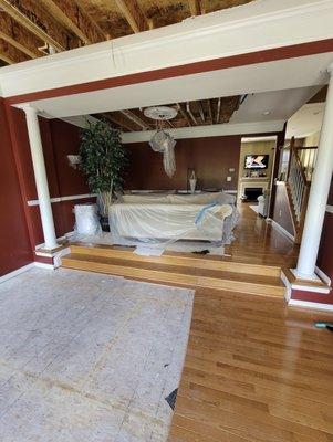 Living area, hardwood removal