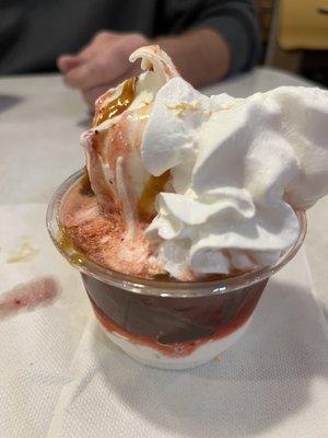 Strawberry and hot caramel sundae...mmmm....