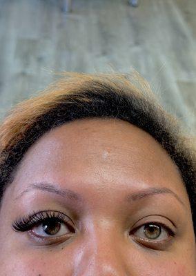 Cluster lashes extensions before and after pic