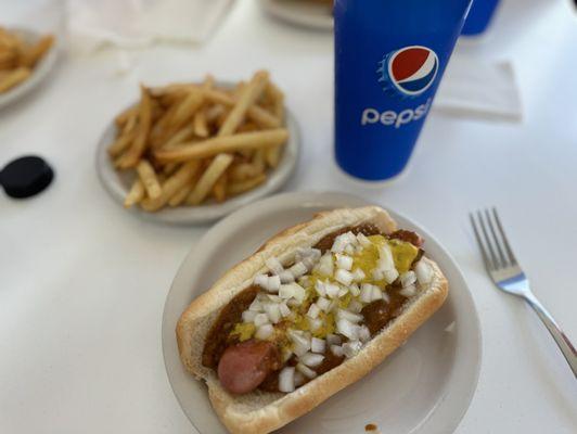 Coney Island Hot Dog Golden Fries Diet Pepsi