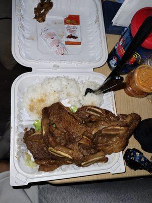 $20 for plain white rice and 3 short ribs. SMH..