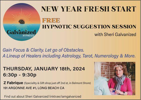 Get a glimpse into the Galvanized Hypnosis method and walk away with a personalized Hypnotic Suggestion you can use all through 2024.