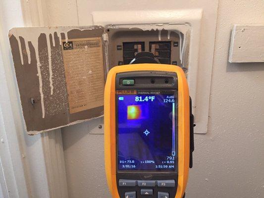 Thermal imaging a breaker that's over heating.