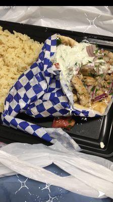 Chicken Gyro plate (get the feta cheese added!)  with lemon rice