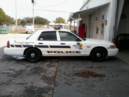 One of the Pinellas Park Police Cruisers tinted for the city of Pinellas Park