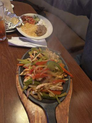 Sizzling chicken fajitas