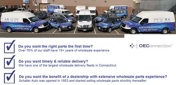 Schaller Acura Wholesale Parts has one of the largest wholesale delivery fleets in Connecticut