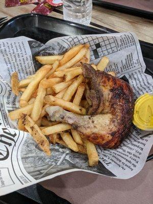 1/4 chicken with fries, damn that is some moist chicken