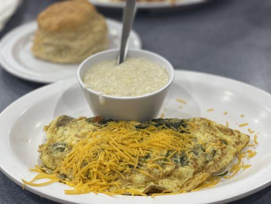 Veggie Omelette with grits. Delish!!