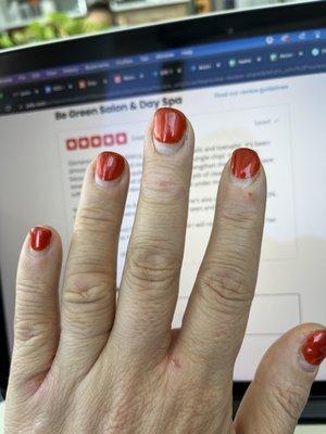 My nails today - 3 weeks after my manicure.  The polish is still almost flawless, and my skin is still relatively clear.