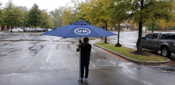 Custom printed Patio Umbrella for VK restaurant.  This one is a 7 foot 8 panel.