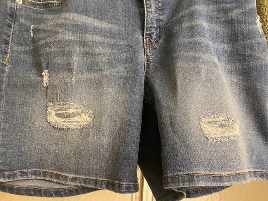 My holy jeans got patched up look at the color match - yes these are new .