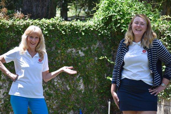 Amy and Sandi enjoying some fresh air in our office's backyard.