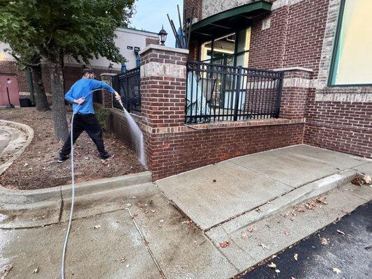 Soft washing bricks