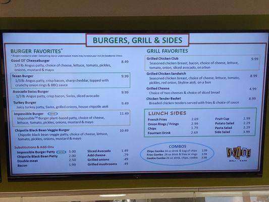 Burger menu as of 6/2022