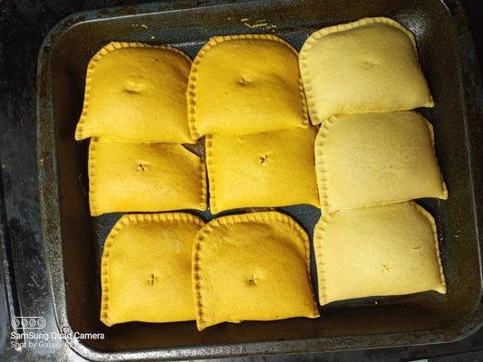 Freshly baked Jamaican patties!