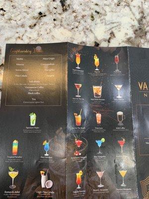 Complementary drink menu