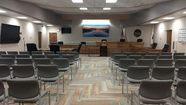 Remodeled interior space for City Council Chamber in the City of Clearlake, CA