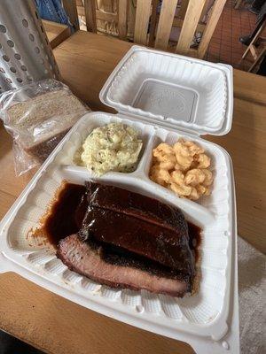 Pork Ribs Lunch Plate with Potato Salad & Macaroni and Cheese