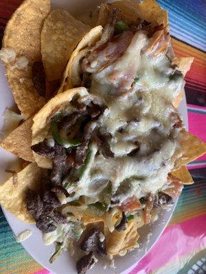 Fajita Nachos with steak