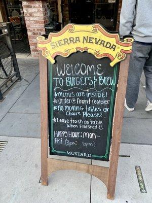 Chalkboard sign with ordering instructions