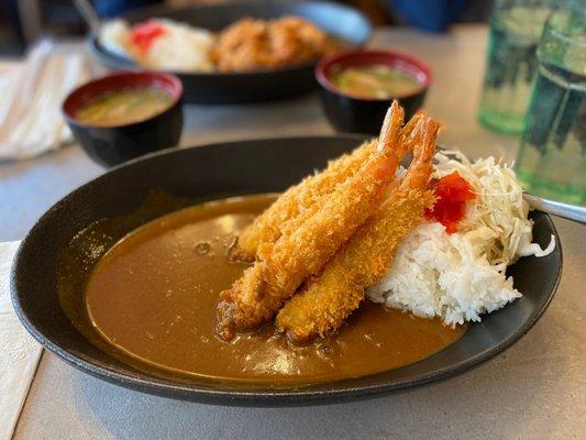 Ebi Fry Curry with Tonjiru Soup