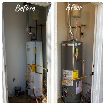 Natural gas water heater replacement