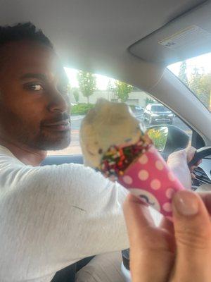 The guy that gets his ice cream bought for him