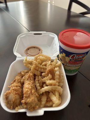 Kids meal; 2 pc tender with fries and drink