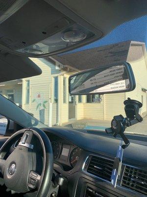 View from drive through perspective. Looks like you are rolling up to grandmas house with an installed drive through window. Made me smile.