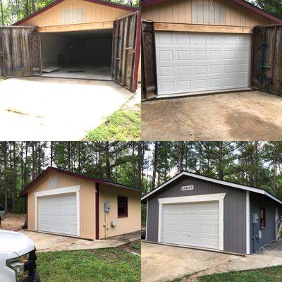 What your garage/shop can look like from start to finish. With also adding in one of our awesome Hörmann Garage Doors!