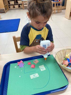 Working on his hand coordination skills