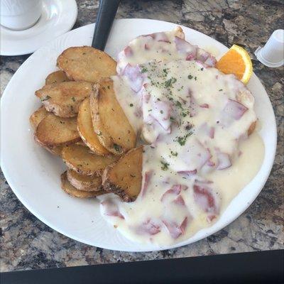 Cream chip beef over crescents