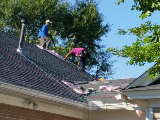 Bishop Gadsden full replacement new shingles being installed