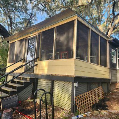 Side view of porch built