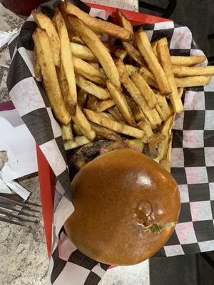 Burger and fries