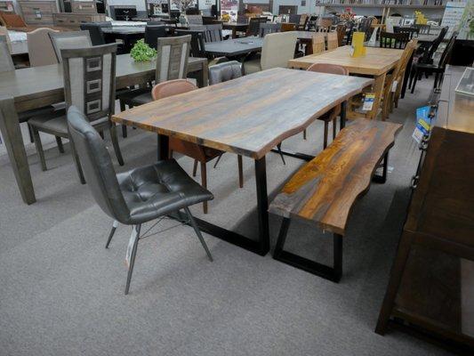 Wood Dining Table with Bench & Chairs