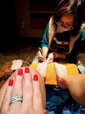 The BEST. Great nails. Enjoyable pedi. The front desk staff called me by name when I came in the door.  Perfect! Local.