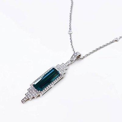 Sarah Leonard original Art Deco inspired Indicolite Tourmaline necklace