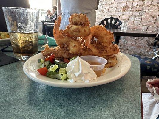 The Coco Loco. Coconut shrimp (huge) and white fish in a coconut batter.