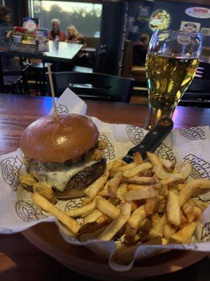 Firehouse Burger with over salted fries.