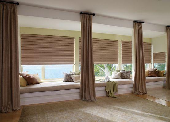 Blackout vignette shades with decorative side panels